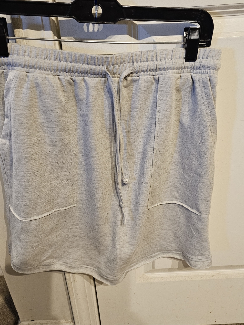 Women Light Gray Drawstring Sweat Skirt Mini